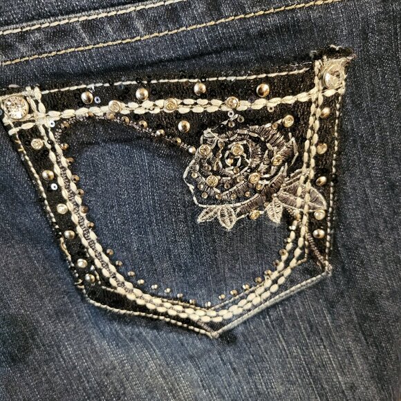 NWOT GRACE IN LA STRAIGHT LEG HIGH RISE EMBROIDERED JEANS SZ 10 - Picture 6 of 12